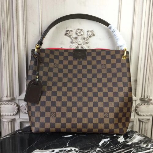 Alternative view of Louis Vuitton Graceful PM Damier Ebene Hobo Bag Brown Red 35cm N44044