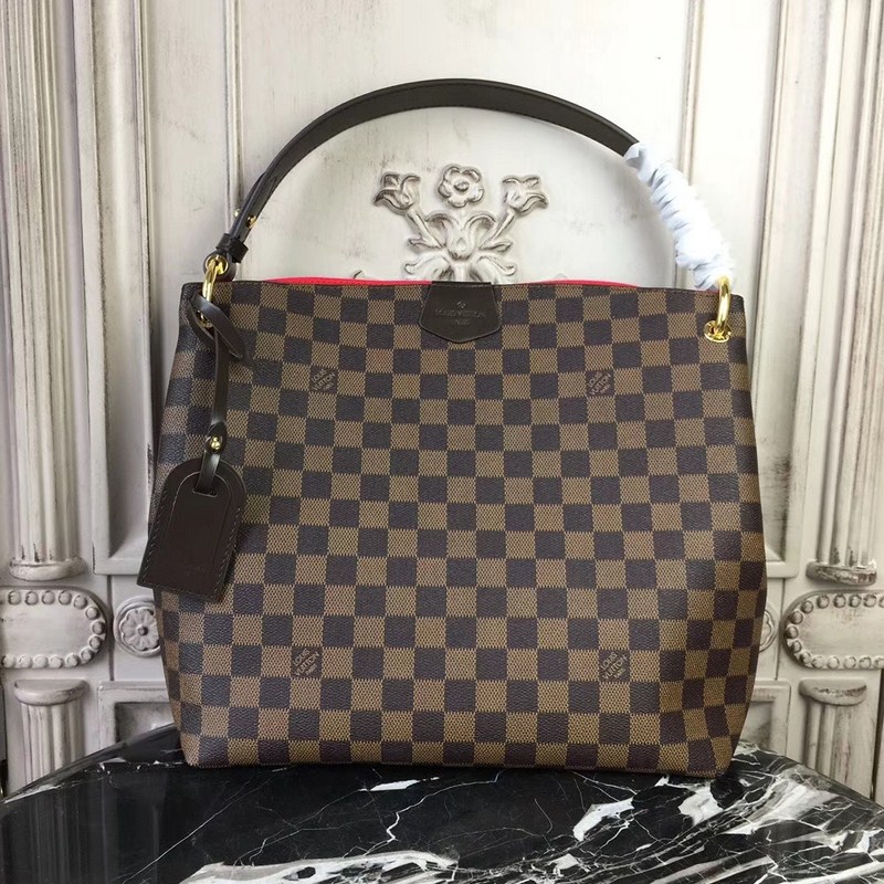 Louis Vuitton Graceful PM Damier Ebene Hobo Bag Brown Red 35cm N44044 - Image 2