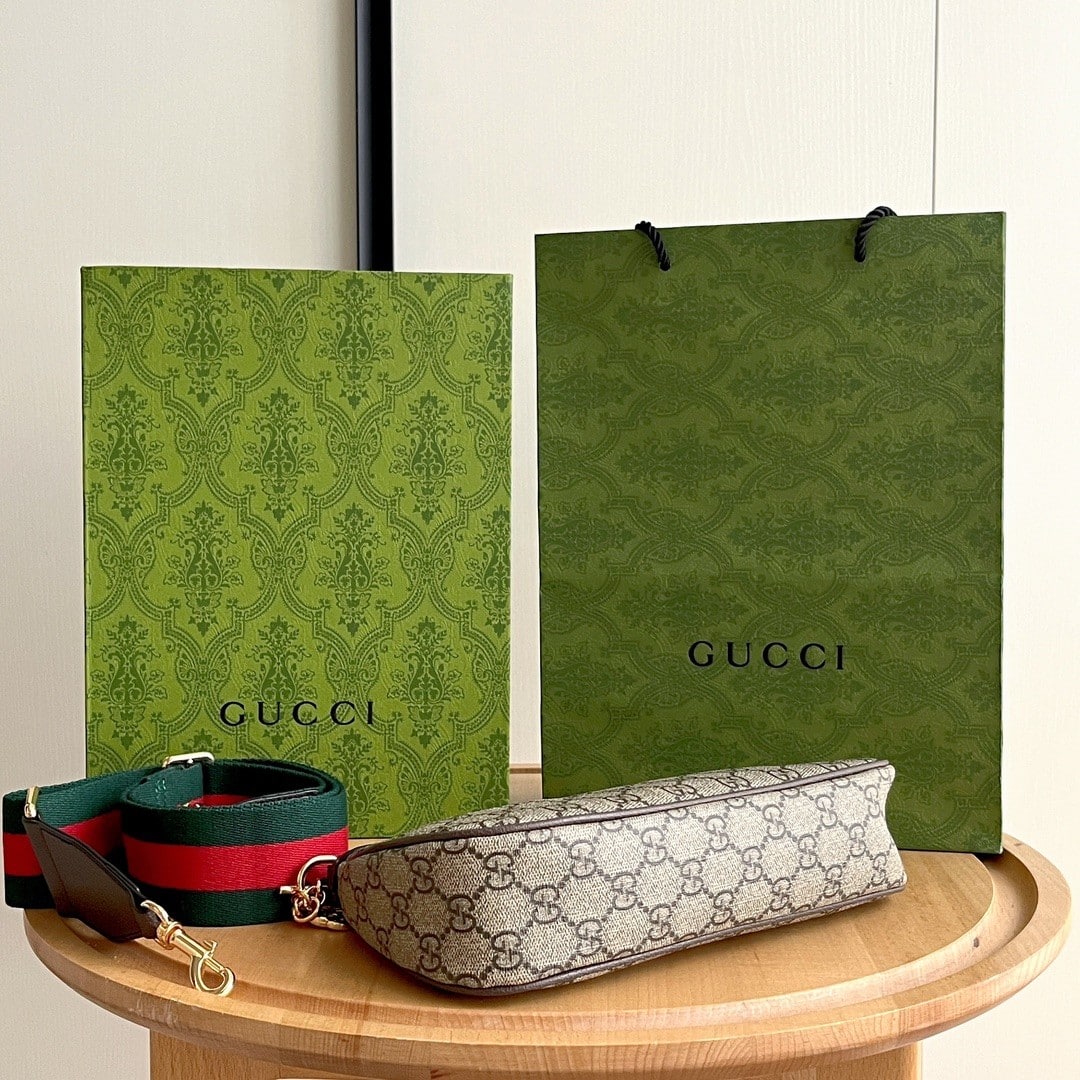 Gucci Ophidia Small GG Supreme Canvas Shoulder Bag Beige And Dark Brown 25Cm 735132 FABLE 9442 - Image 6