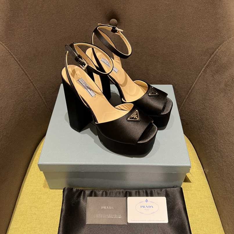 Prada High Heeled Satin Sandals Black 1Xp48B 049 F0002 F 135 - Image 7