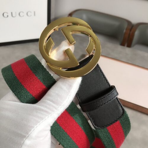 Alternative view of Gucci Web Canvas Belt Green And Red 40Mm