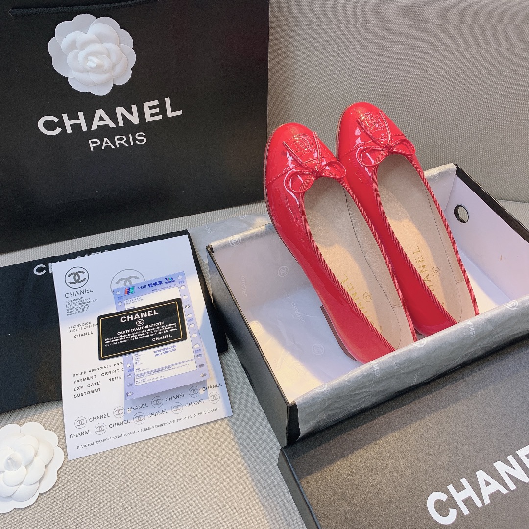 Chanel Ballerina Flat Patent Leather Red - Image 5