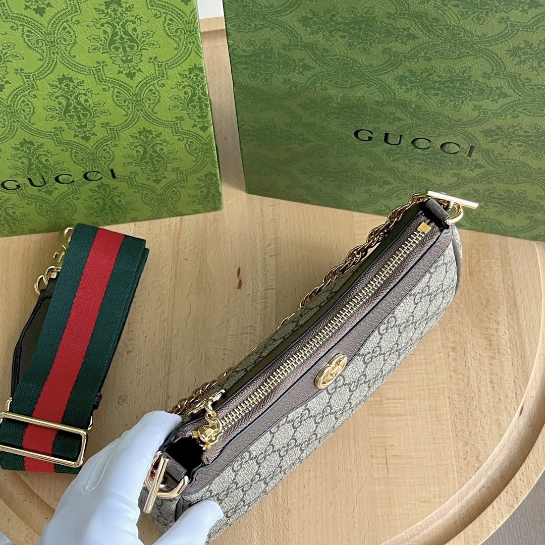 Gucci Ophidia Small GG Supreme Canvas Shoulder Bag Beige And Dark Brown 25Cm 735132 FABLE 9442 - Image 7