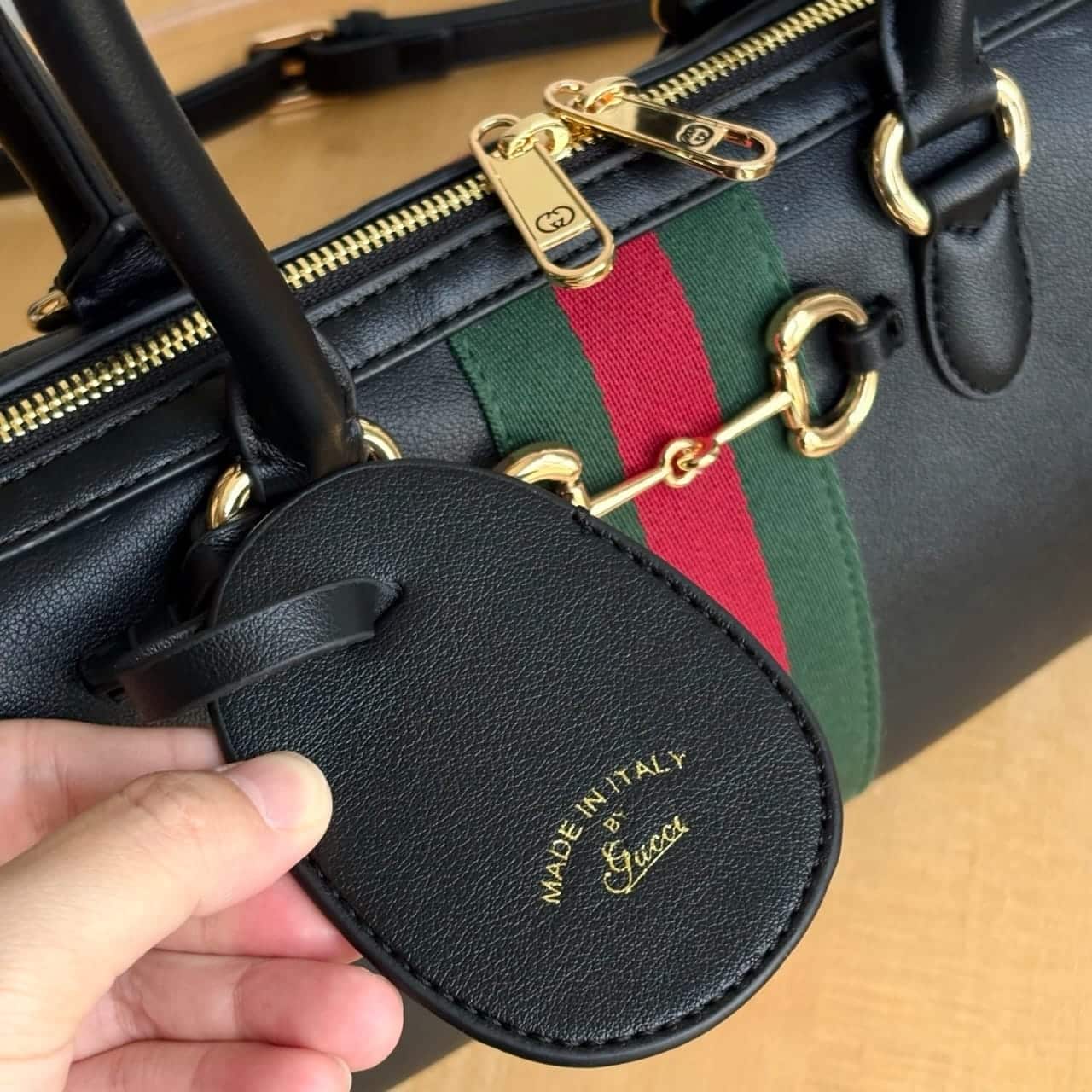 Gucci Borsetto Medium Leather Boston Bag Black 28cm 866732 AAGIQ 1053 - Image 7