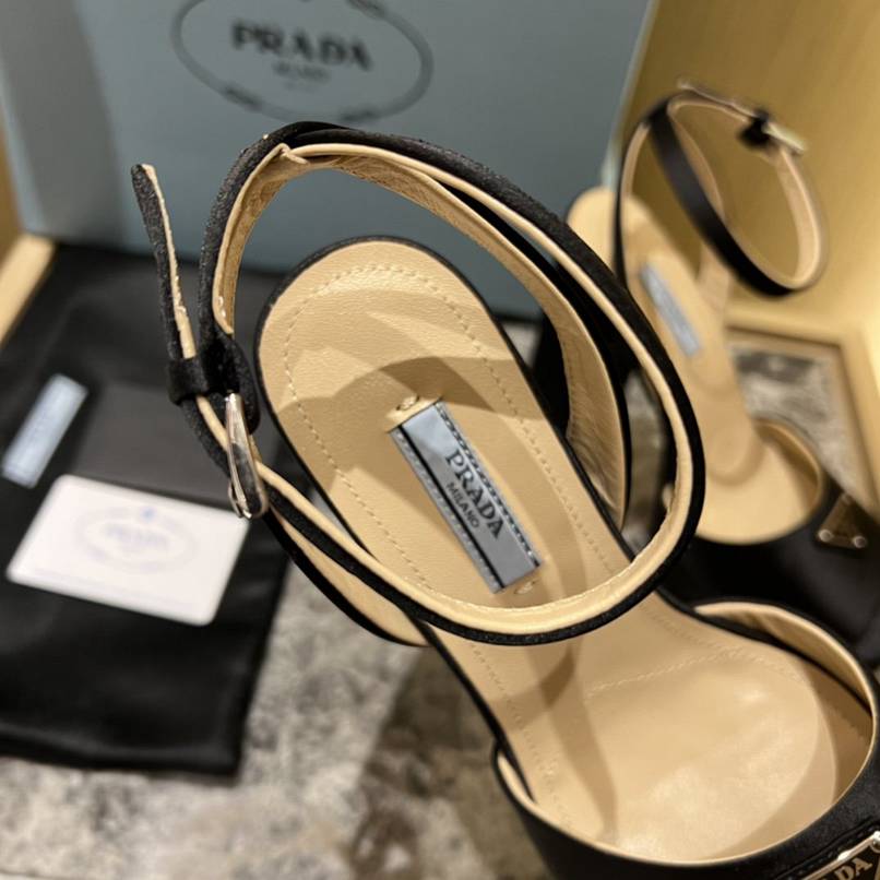 Prada High Heeled Satin Sandals Black 1Xp48B 049 F0002 F 135 - Image 8