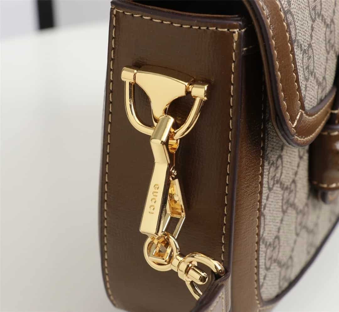 Gucci Horsebit 1955 Small GG Supreme Canvas Shoulder Bag Brown 20cm 658574 HUHHG 8565 - Image 8