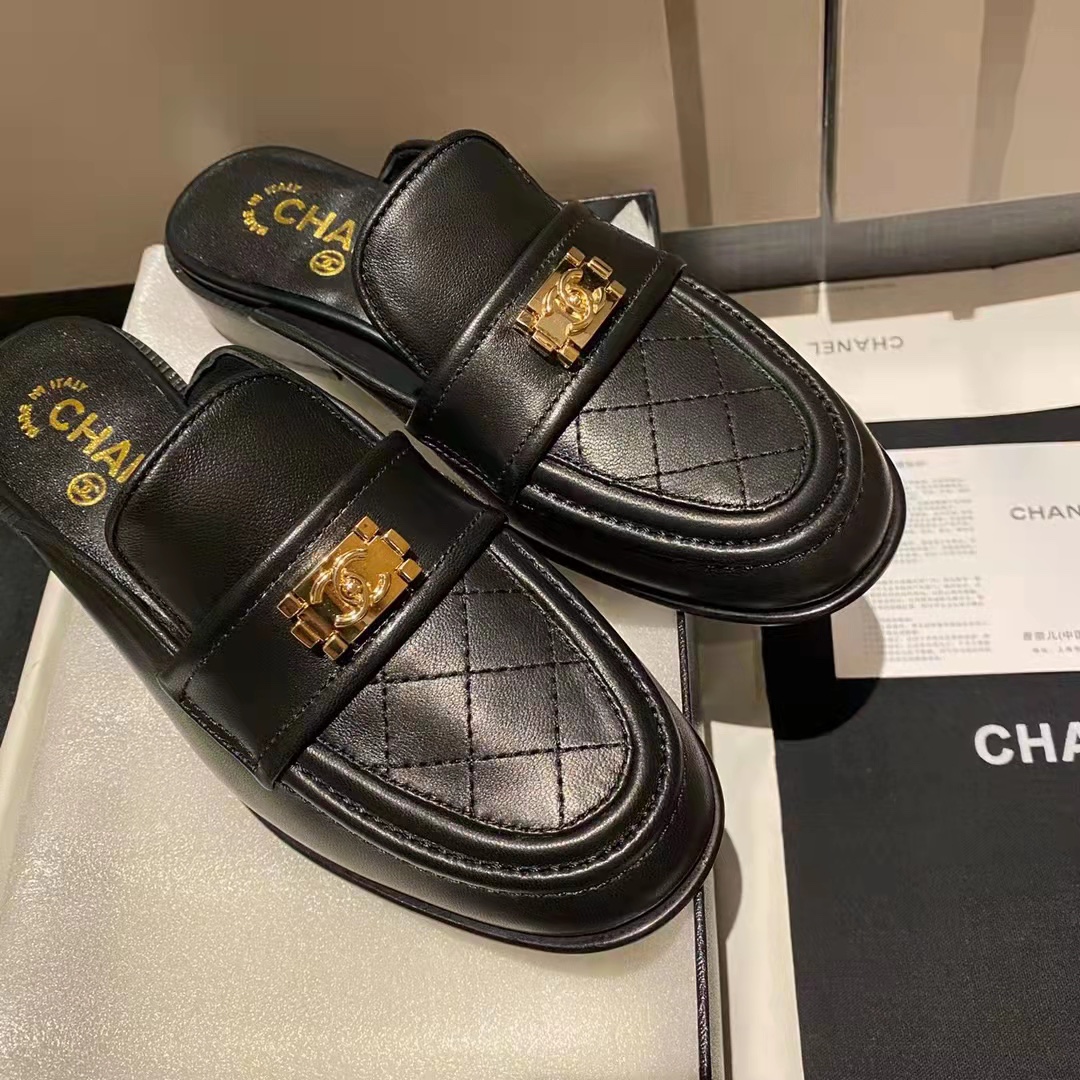 Chanel Boy Matelasse Mules Smooth Leather Black - Image 7