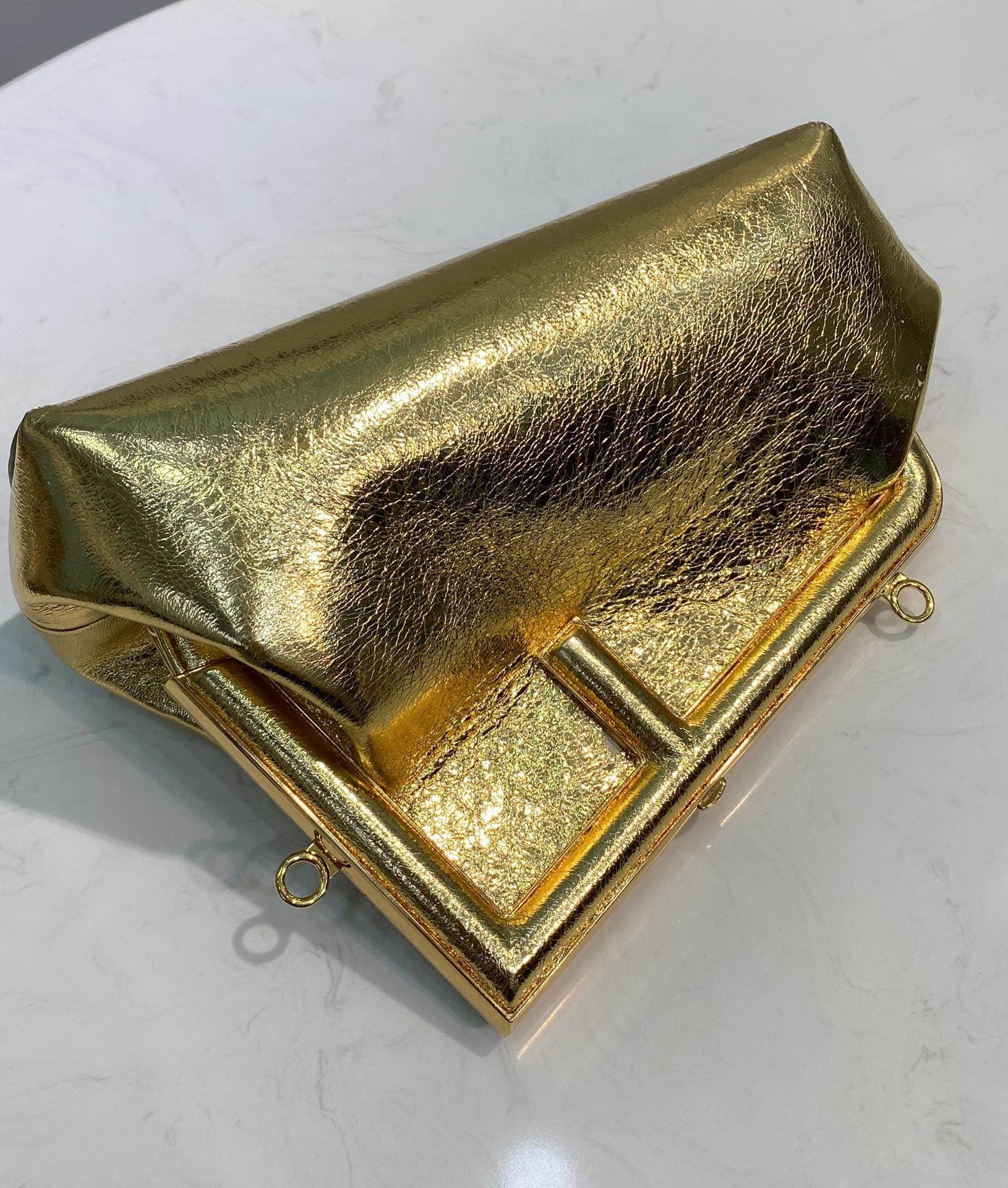 Fendi First Small Laminate Leather Clutch Gold 24cm 8BP129AISPF0RXU - Image 3
