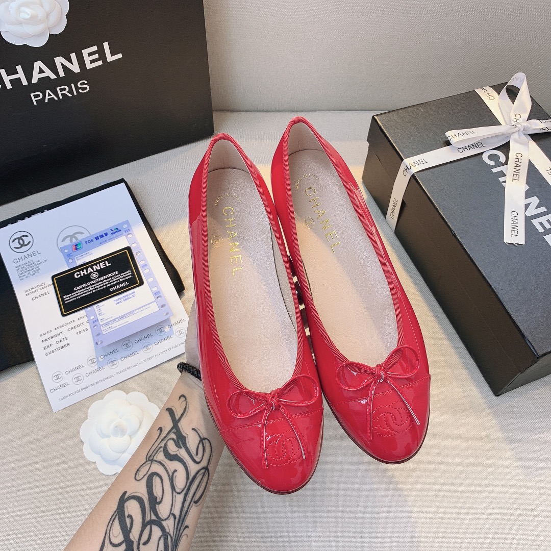 Chanel Ballerina Flat Patent Leather Red - Image 6