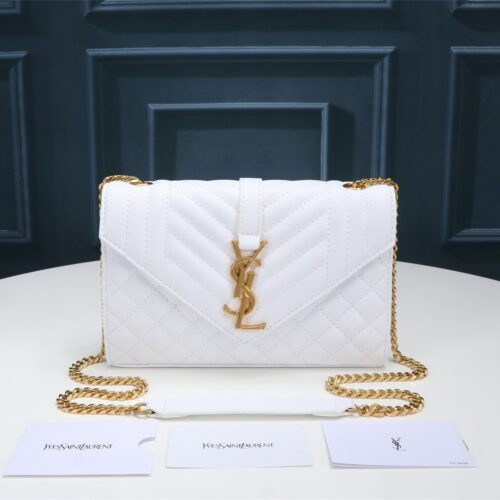 Alternative view of Saint Laurent Envelope Small Bag In Mix Matelassé Grain De Poudre Embossed White 600195Bow919207