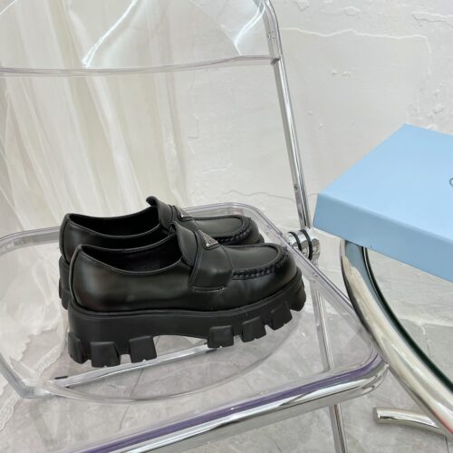 Alternative view of Prada Monolith Brushed Leather Loafers Black 2De129 B4L F0002