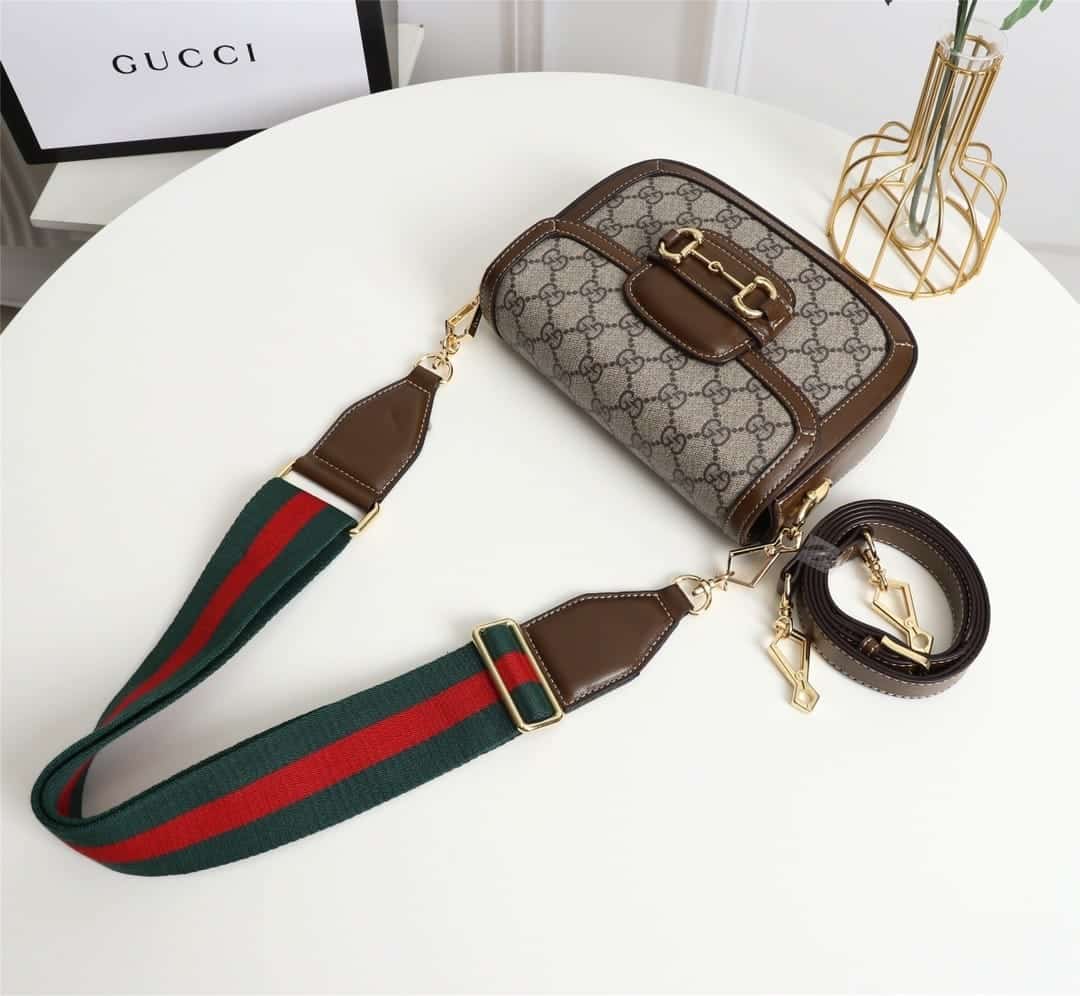 Gucci Horsebit 1955 Small GG Supreme Canvas Shoulder Bag Brown 20cm 658574 HUHHG 8565 - Image 5