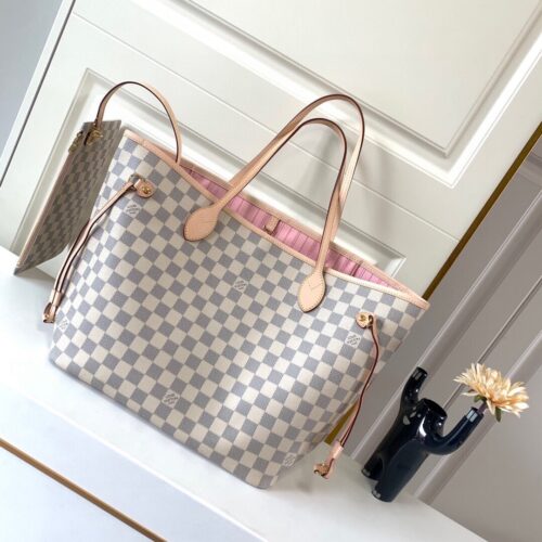 Alternative view of Louis Vuitton Neverfull MM Damier Azur Tote Bag Rose Pink 31Cm N41605