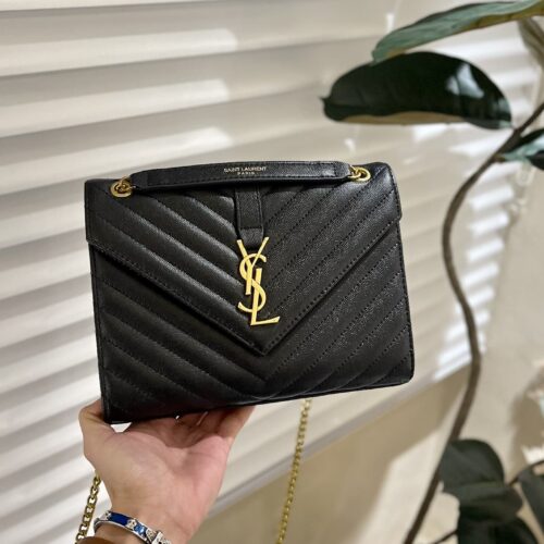 Alternative view of Saint Laurent Cassandre Matelassé Leather Flap Bag Black 24Cm