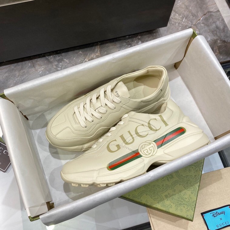 Gucci Women's Rhyton Leather Sneaker Ivory 528892 Drw00 9522 - Image 4