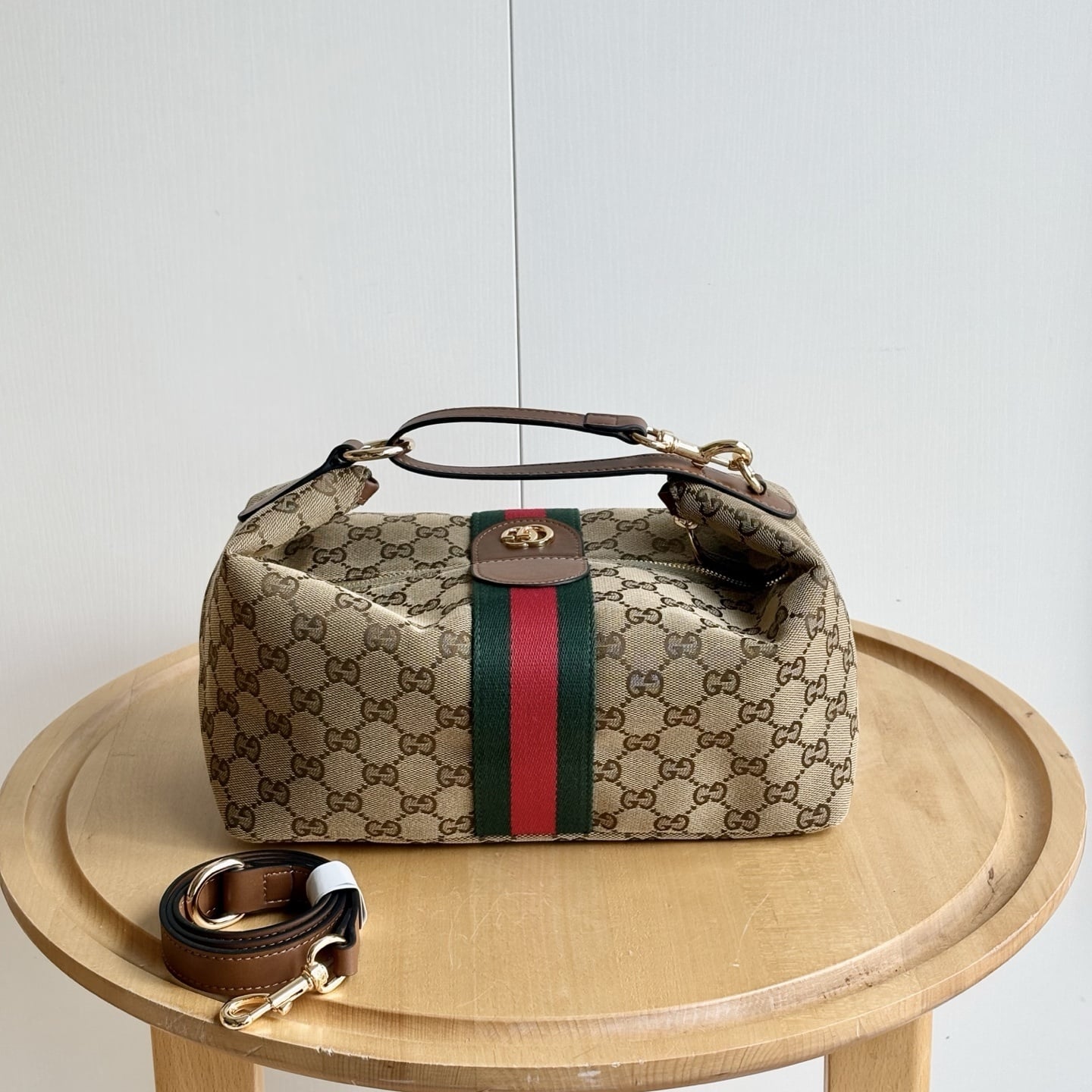 Gucci Vanity Medium GG Canvas Top Handle Bag Beige And Brown 27Cm 857799 FAFUF 9870 - Image 2