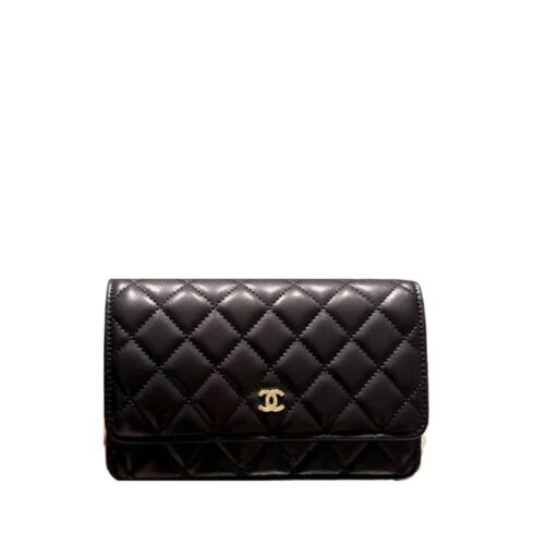 Chanel Classic Mini Smooth Leather Wallet On Chain Black 20cm