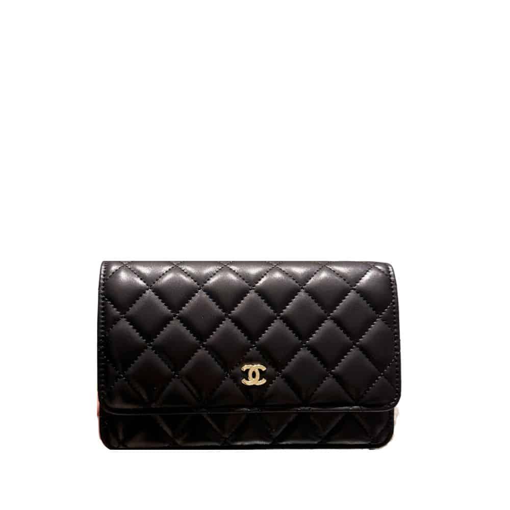 Chanel Classic Mini Smooth Leather Wallet On Chain Black 20cm
