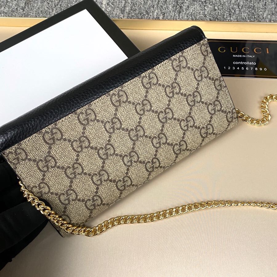 Gucci GG Marmont GG Supreme Canvas Wallet On Chain Beige Ebony 19cm 546585 17WAG 1283 - Image 4