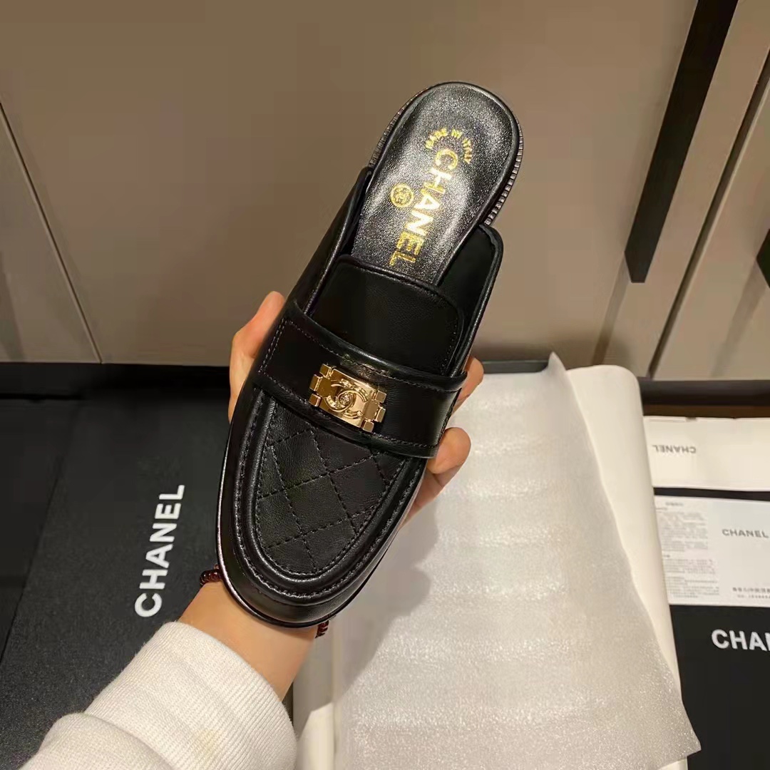 Chanel Boy Matelasse Mules Smooth Leather Black - Image 8