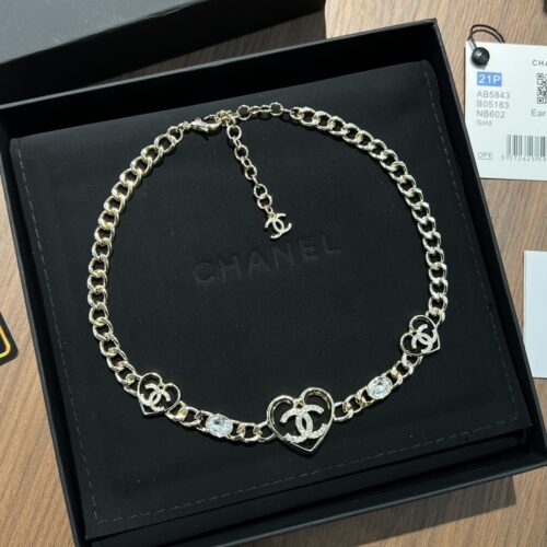 Alternative view of Chanel Heart Choker Necklace Crystals AB5843 B05183 NB602