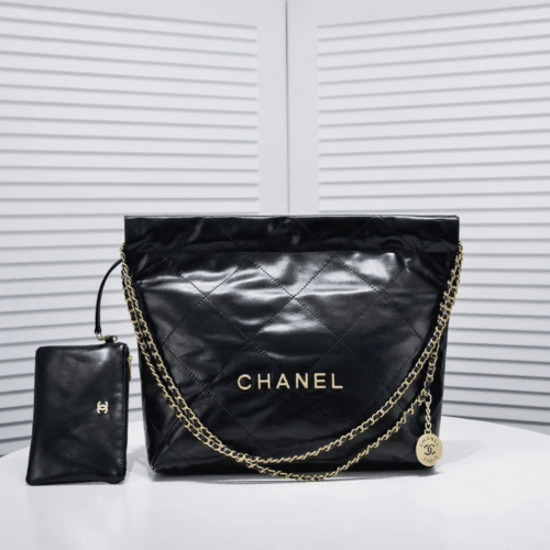 Alternative view of Chanel 22 Large Glossy Leather Hobo Bag Black 42cm AS3261 B19059 94305