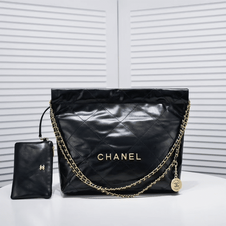 Chanel 22 Large Glossy Leather Hobo Bag Black 42cm AS3261 B19059 94305 - Image 2
