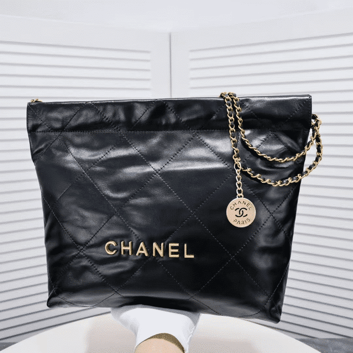 Chanel 22 Large Glossy Leather Hobo Bag Black 42cm AS3261 B19059 94305 - Image 5