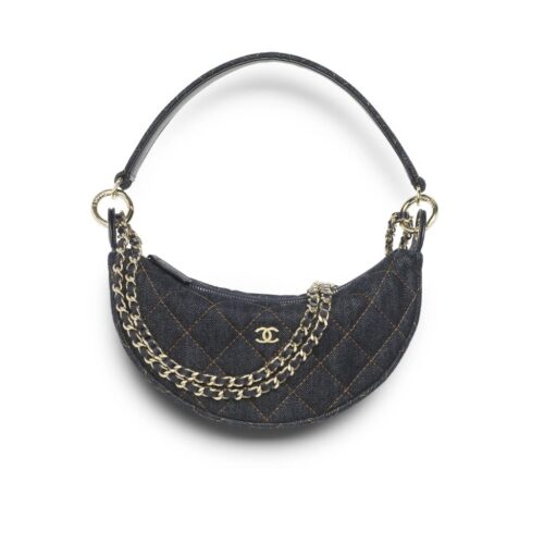 Chanel Clutch With Chain Small Denim Shoulder Bag Dark Blue 22cm AP5094 B23492 U7663