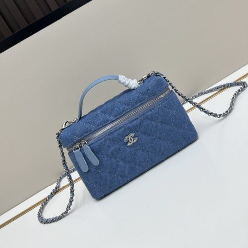 Alternative view of Chanel Classic Small Denim Vanity Case Blue 19cm