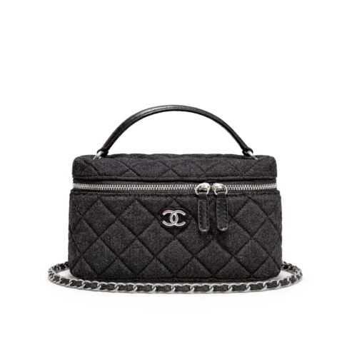 Chanel Classic Small Denim Vanity Case Black 19cm
