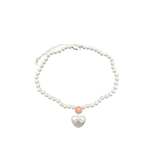Chanel Cc Heart Pearl Necklace