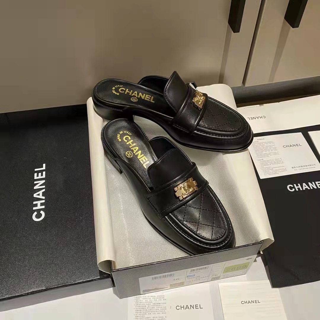 Chanel Boy Matelasse Mules Smooth Leather Black - Image 9