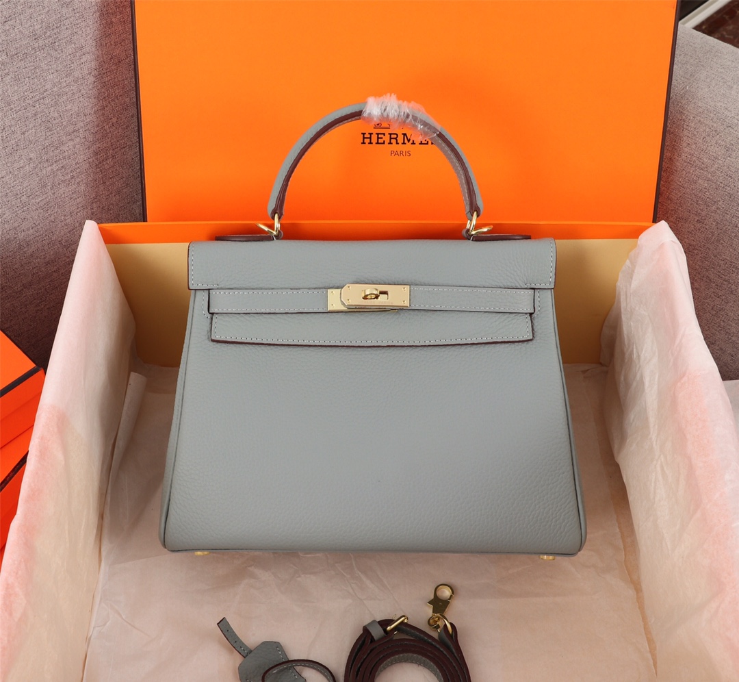 Hermes Kelly Sellier Epsom Gold Hardware Handbag Grey 25Cm - Image 2