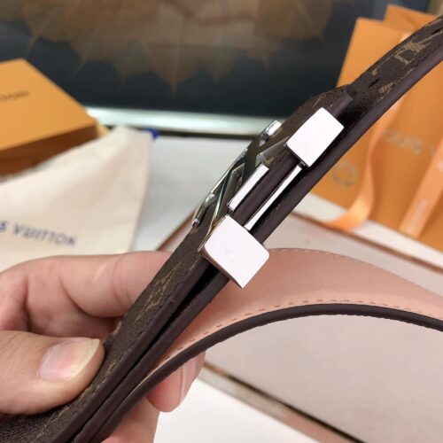 Alternative view of Louis Vuitton Initiales Reversible Monogram Eclipse Canvas Belt Silver Metal 4Cm