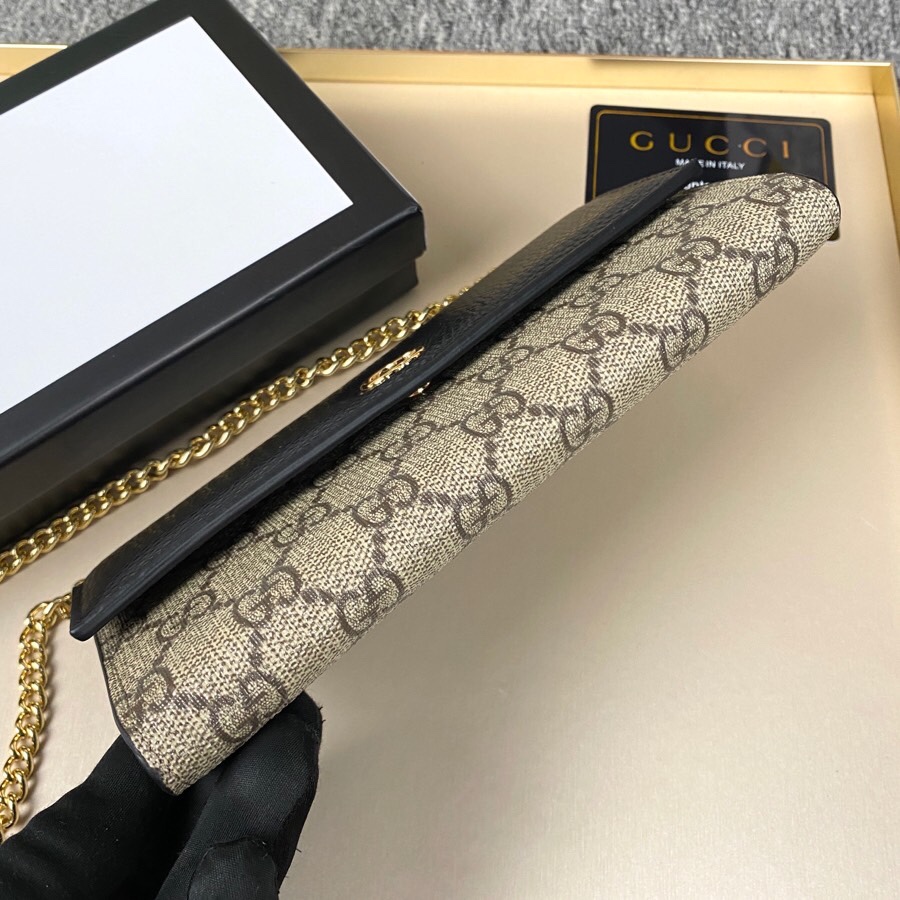 Gucci GG Marmont GG Supreme Canvas Wallet On Chain Beige Ebony 19cm 546585 17WAG 1283 - Image 3