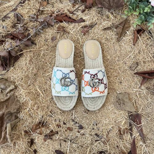 Alternative view of Gucci Women's Slip On Espadrille GG Canvas Slide Sandals Multicolor 678037 UFT70 8470