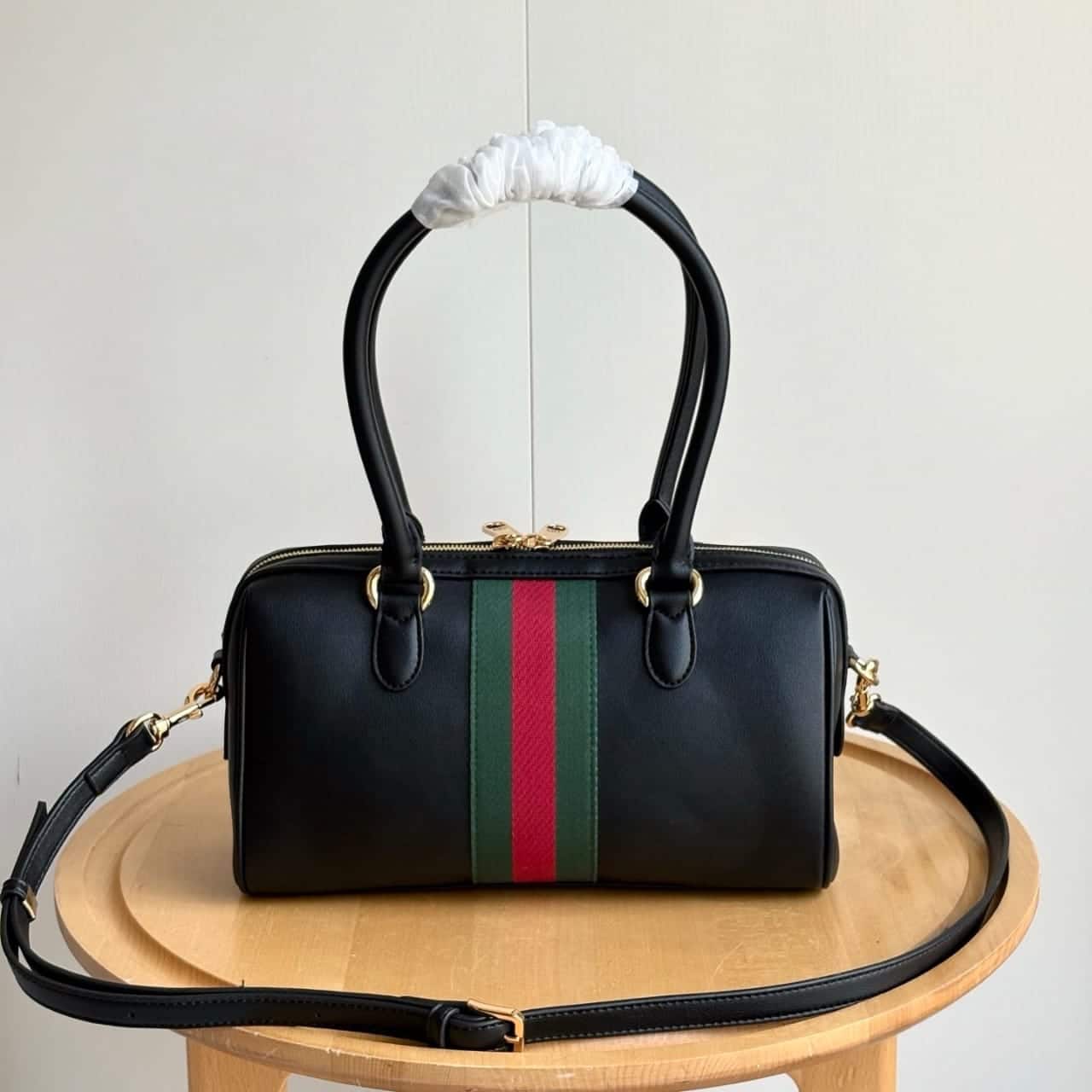 Gucci Borsetto Medium Leather Boston Bag Black 28cm 866732 AAGIQ 1053 - Image 5