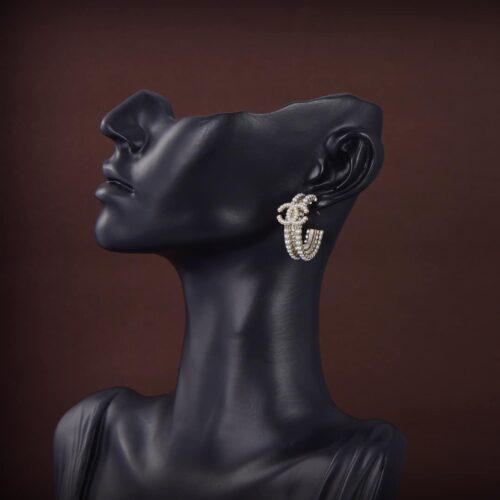 Alternative view of Chanel Earrings Metal Diamantes And Glass Pearls Gold Crystal White Ab7146 B06732 Nf453