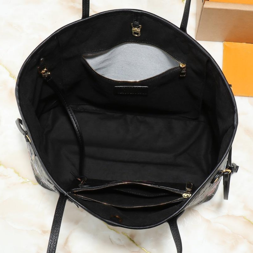 Louis Vuitton X Takashi Murakami Neverfull MM Tote Bag Black 31Cm M13675 - Image 6