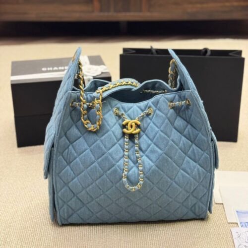 Alternative view of Chanel 25 Medium Washed Denim Handbags Blue 34cm AS5311 B20603 U0475