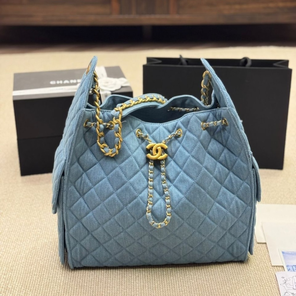 Chanel 25 Medium Washed Denim Handbags Blue 34cm AS5311 B20603 U0475 - Image 2