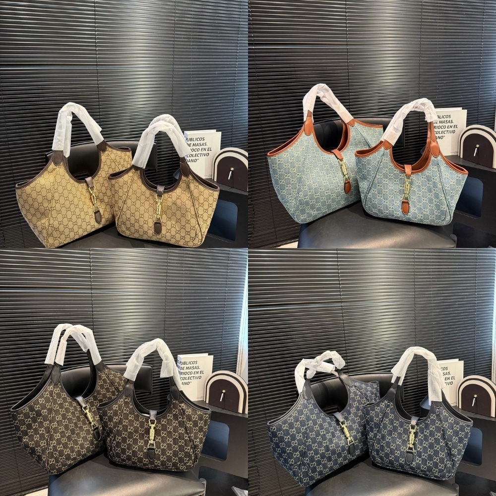 Gucci Mercato Medium GG Canvas Denim Tote Bag Blue 35Cm - Image 9