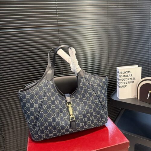 Alternative view of Gucci Mercato Medium GG Canvas Denim Tote Bag Blue 35Cm