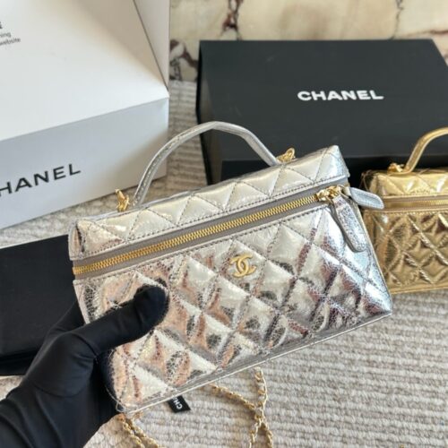 Alternative view of Chanel Vanity Case With Chain Small Metallic Silver 20cm