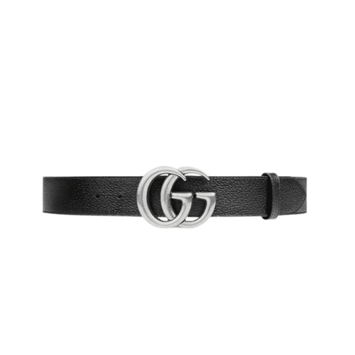 Gucci GG Marmont Silver Logo Leather Belt Black 40Mm