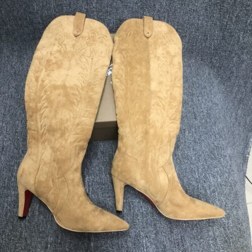 Alternative view of Christian Louboutin Santia Botta Suede Knee High Boots Lionne Brown 3240899F486