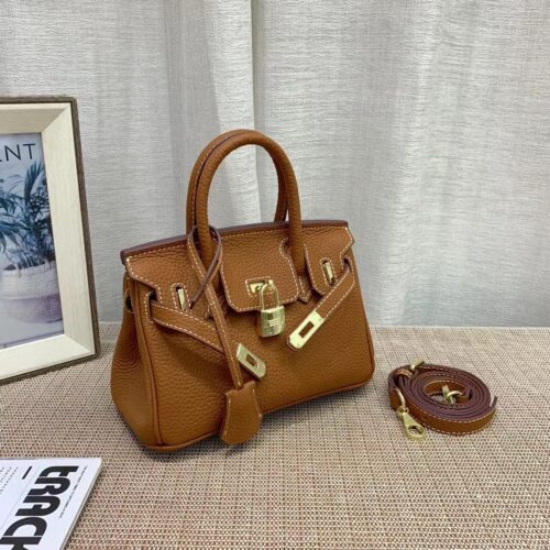 Alternative view of Hermes Birkin Mini Epsom Gold Hardware Handbag Brown 20Cm