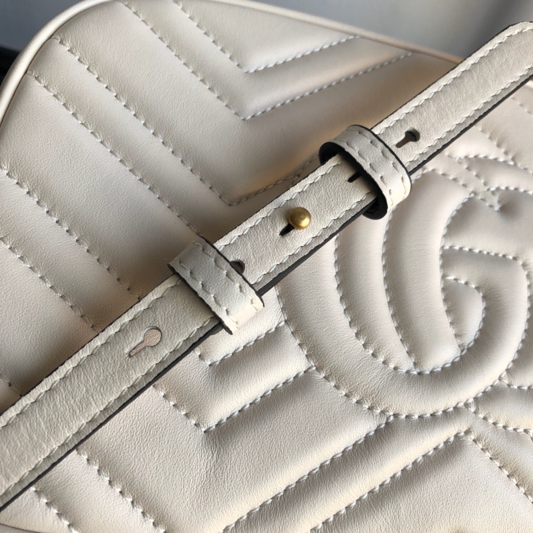 Gucci GG Marmont Small Matelasse Leather Shoulder Bag White 24cm 447632 DTD1T 9022 - Image 6