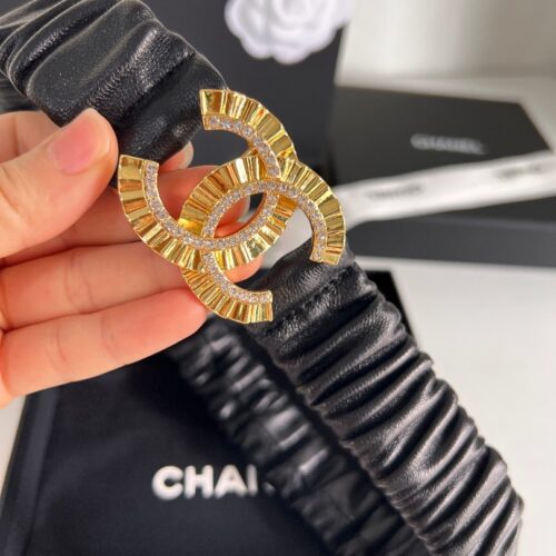 Alternative view of Chanel Women'S Belt With Elastic Cowhide Encrusted Gold 30Mm
